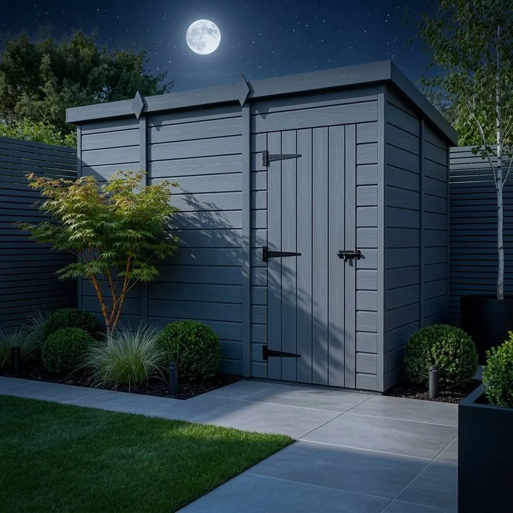Buttercup Farm 11ft x 9ft Composite Pent Garden Shed Single Door No Windows - Grey 3