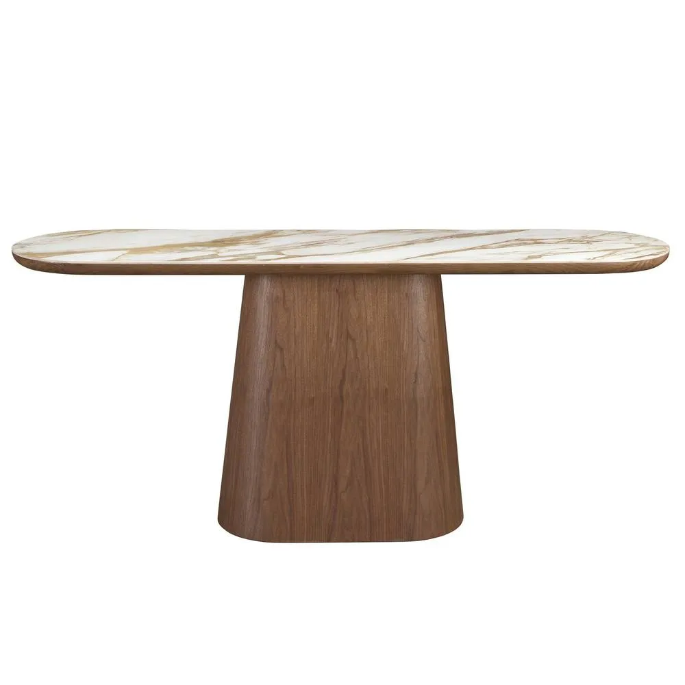 Angel Cerda Porcelain Marble & Walnut HalfRound Oval Console 2