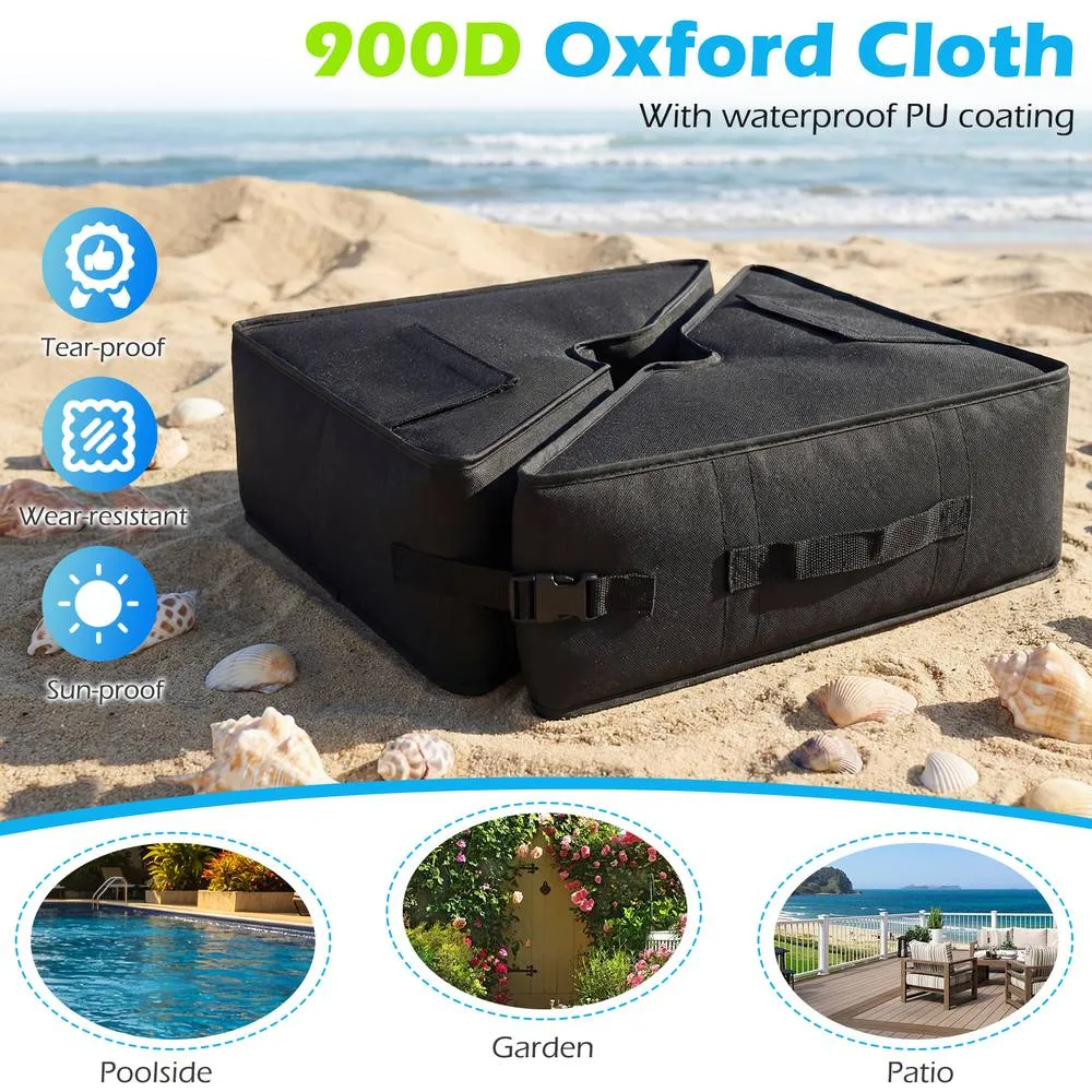 Costway 2-Pack 40 kg Umbrella Base Weight Sandbags Umbrella Stand w/Handles in Black 4