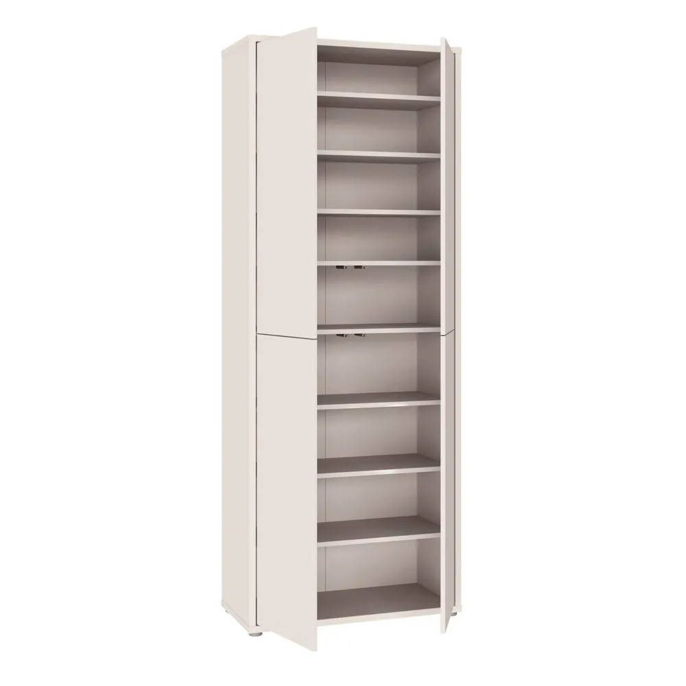 Furniture To Go Alice Springs Tall Shoe Cabinet with 4 Doors Push-to-Open in Sand in Beige 5