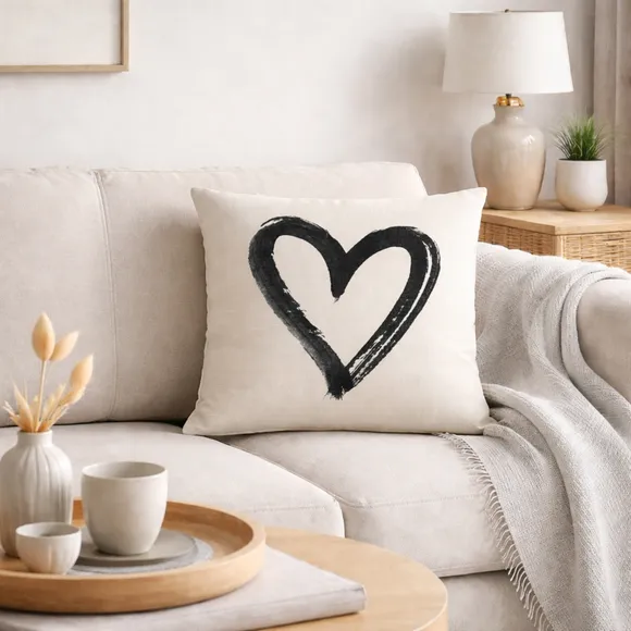 Painted Heart Square Cushion