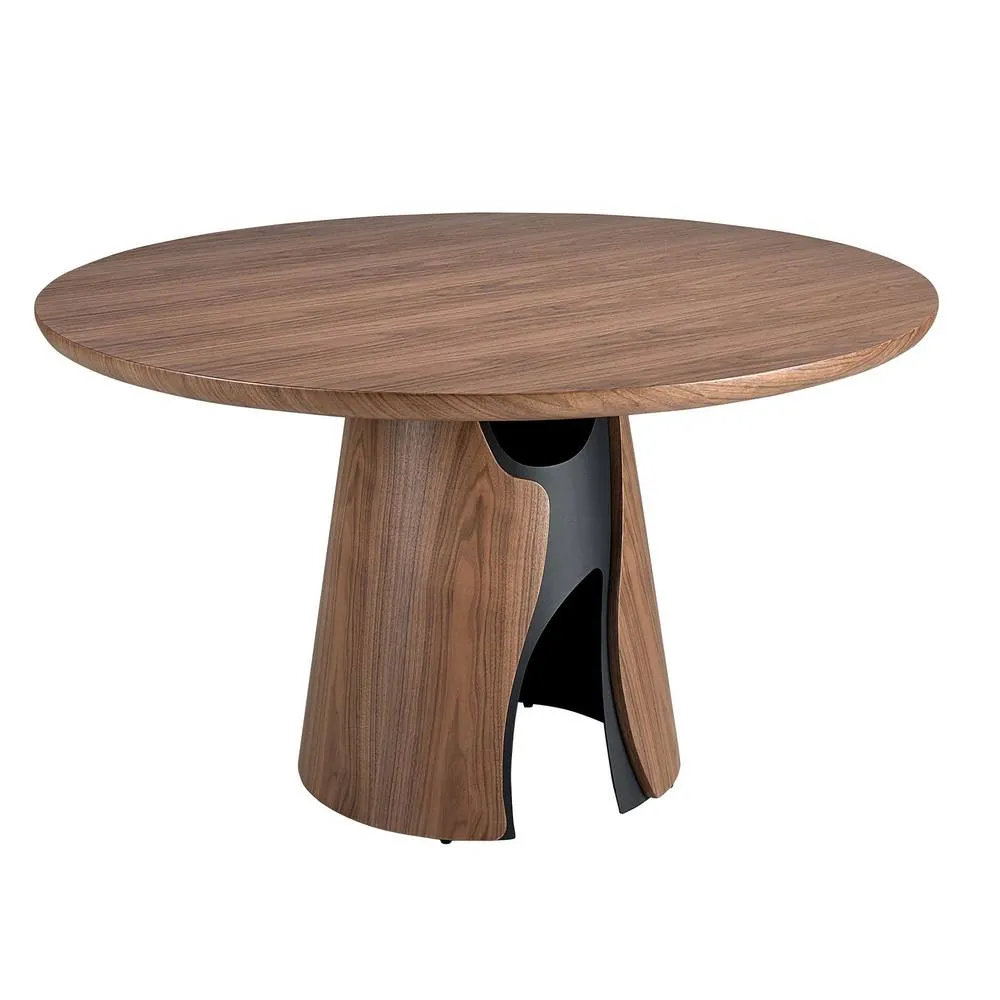Angel Cerda Modern Round Dining Table in Walnut