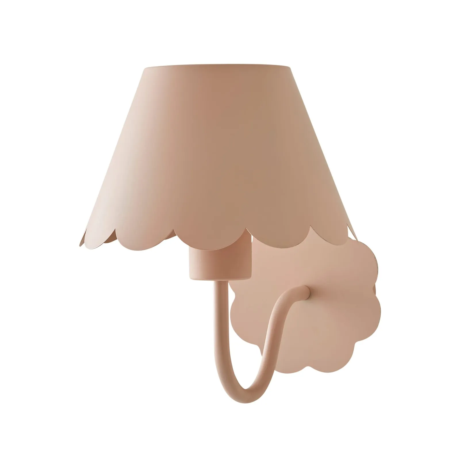 ValueLights Hattie Rechargeable Metal Scalloped Edge Wall Light in Pale Pink 3