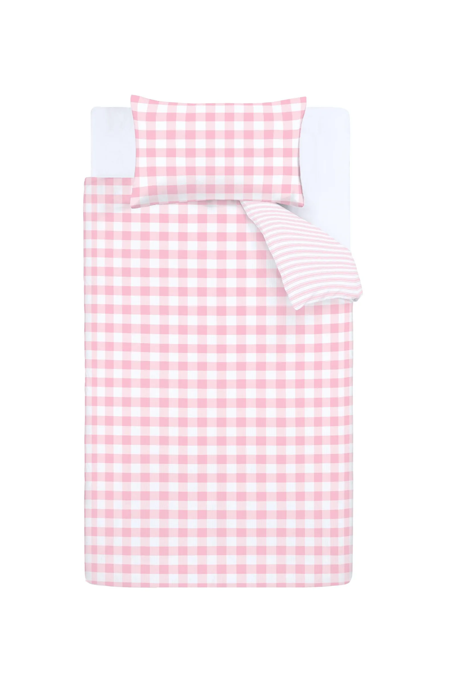 Bianca Check & Stripe Cotton Duvet Set in Pink 5
