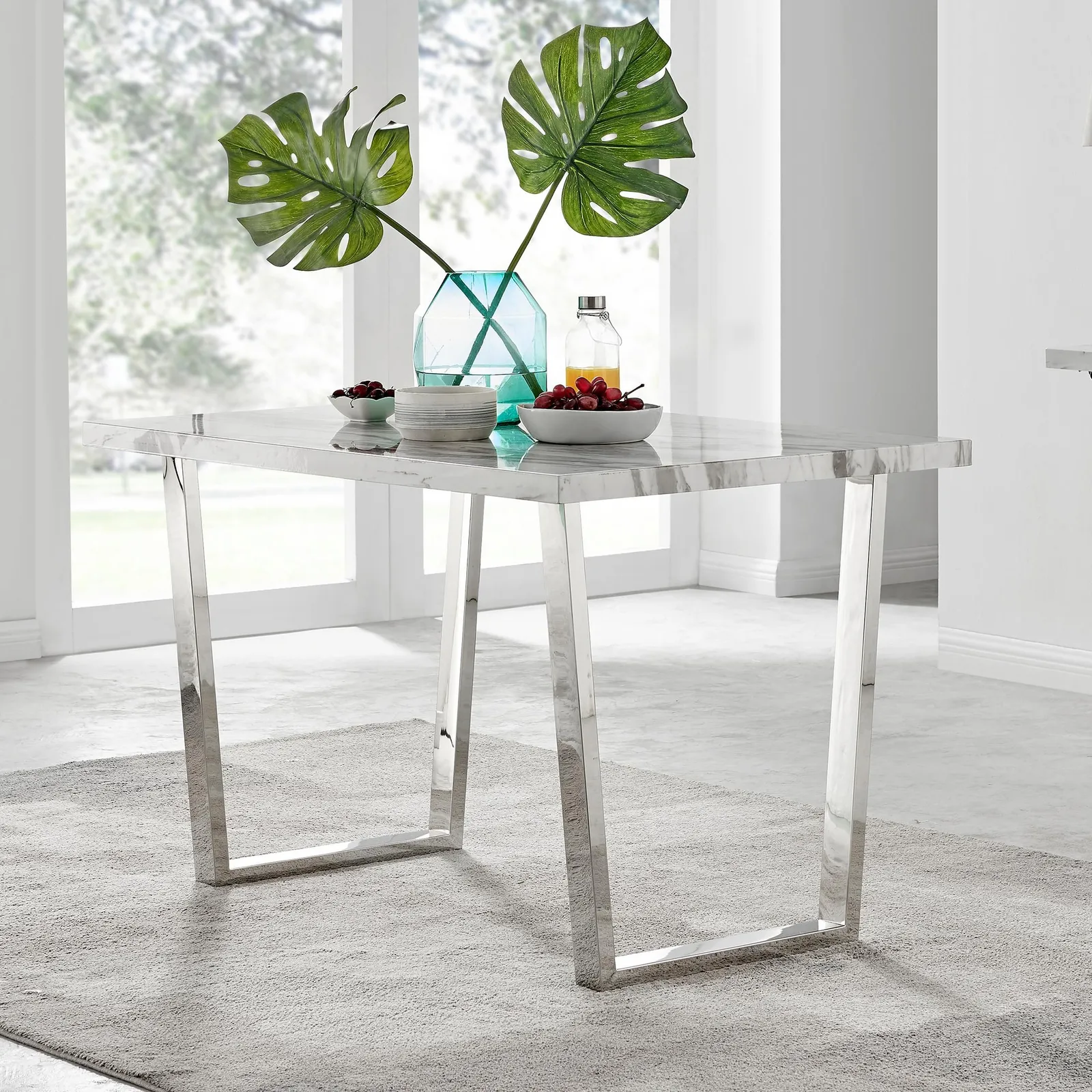 FurnitureboxUK Kylo 120cm 4-Seater Rectangular Dining Table With U Legs in Off-White 1