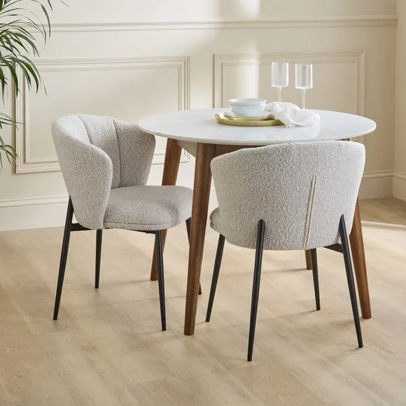 Kiley Dining Chair with Black Legs, Boucle