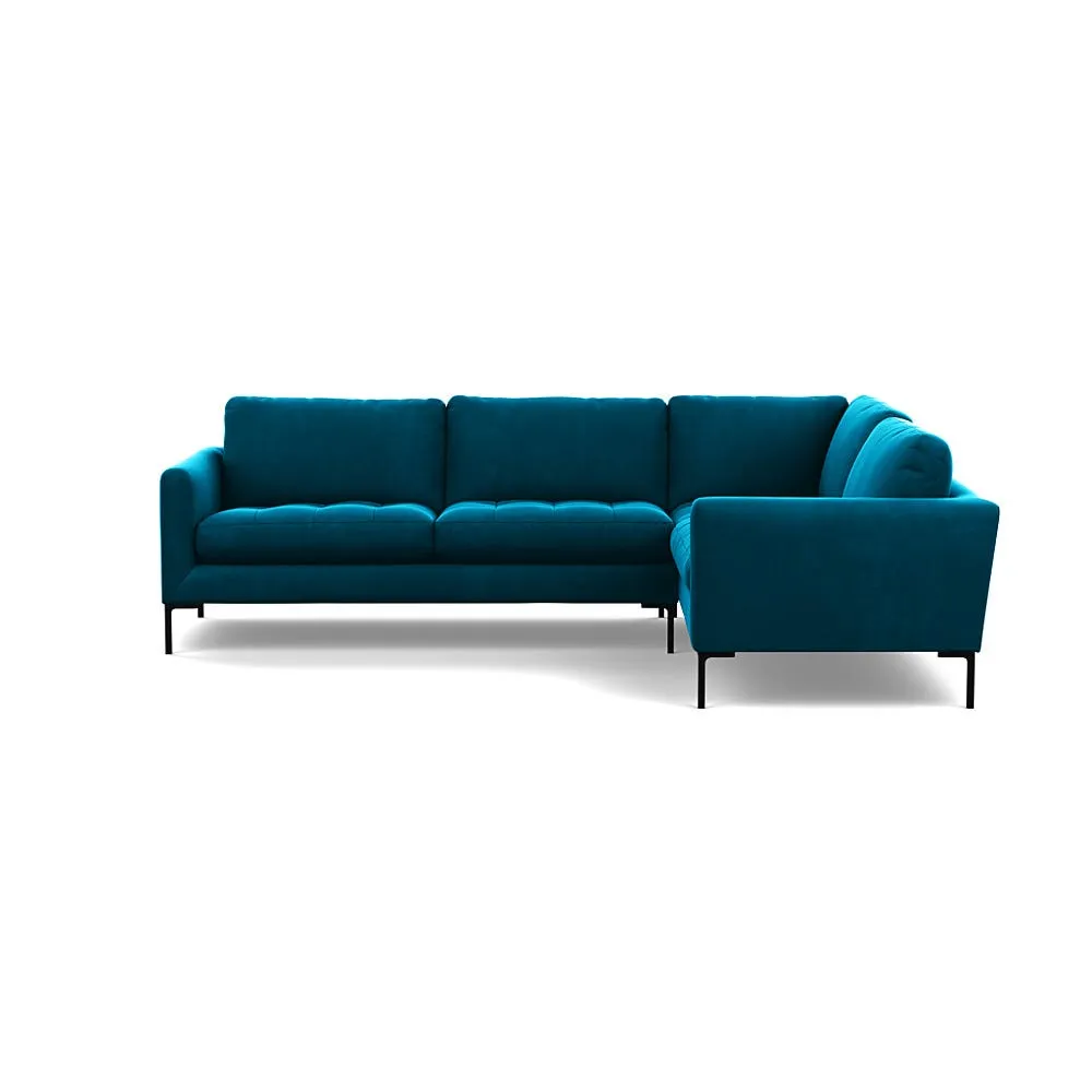 Heal's Eton Right Hand Facing Corner Sofa Velvet Teal Black Feet 1