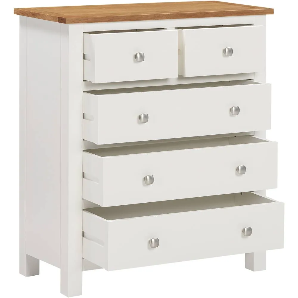 Seconique Cambridge 3+2 Drawer Chest - Linen/Oak (Fully assembled) in White 4