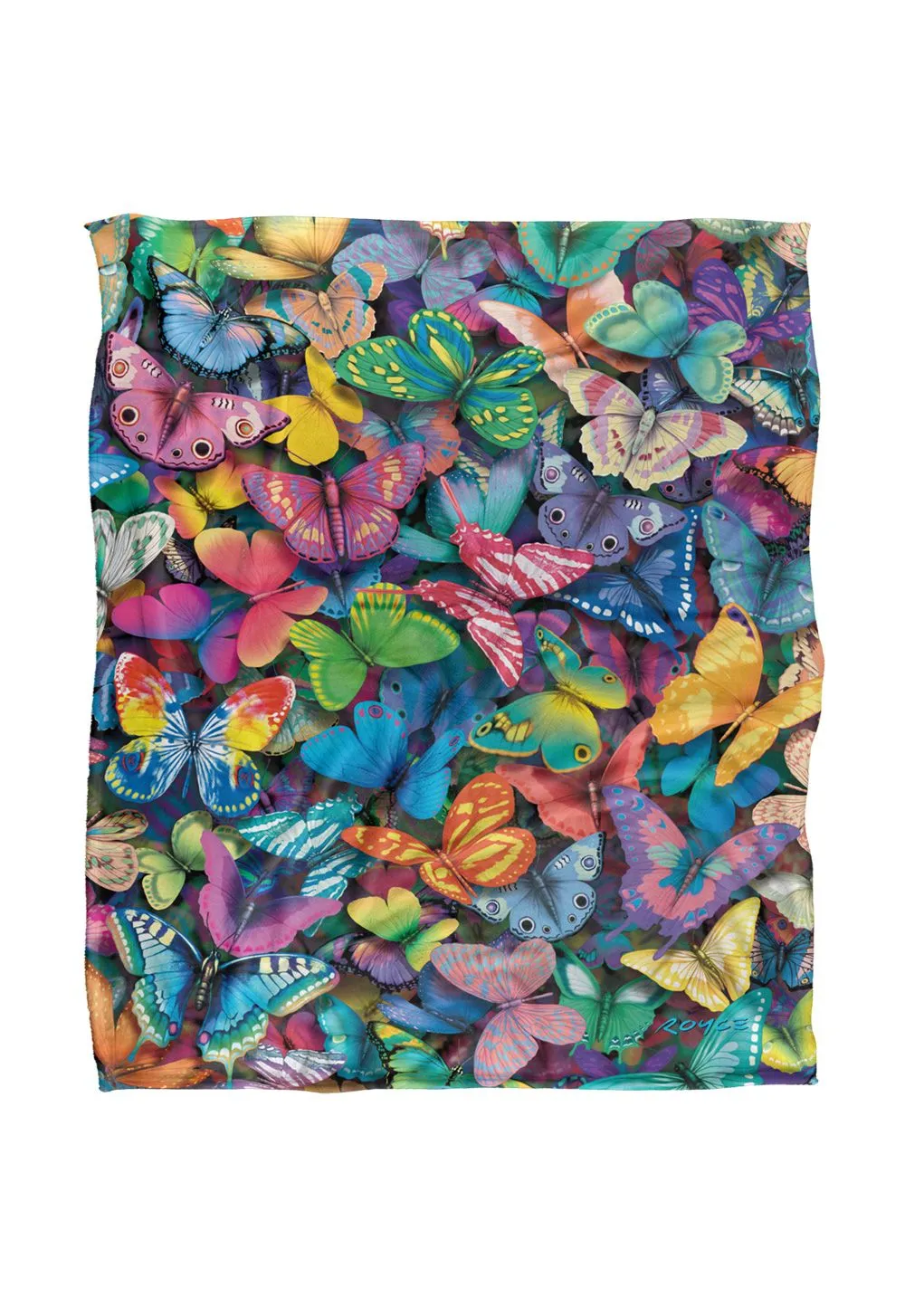JQ Licensing Royce Mcclure Butterfly Magic Pattern Silky Touch Super Soft Throw Blanket 152 X 127 cm in White