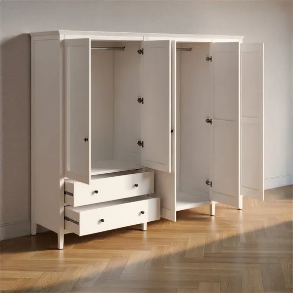 Lynton 5 Door Wardrobe, White 2