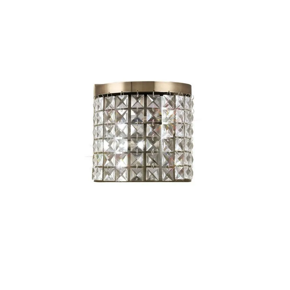 Netlighting Cortina Wall Lamp 2 Light Antique Brass Crystal in Bronze