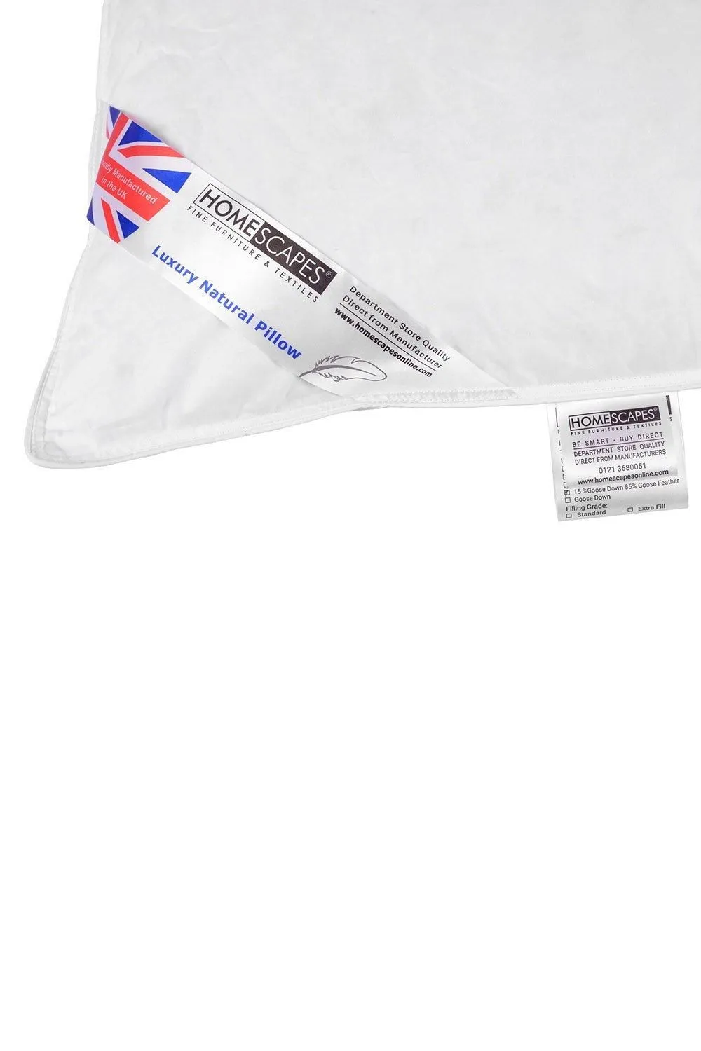 Homescapes Goose Feather & Down King Size Pillow Pair in White 4
