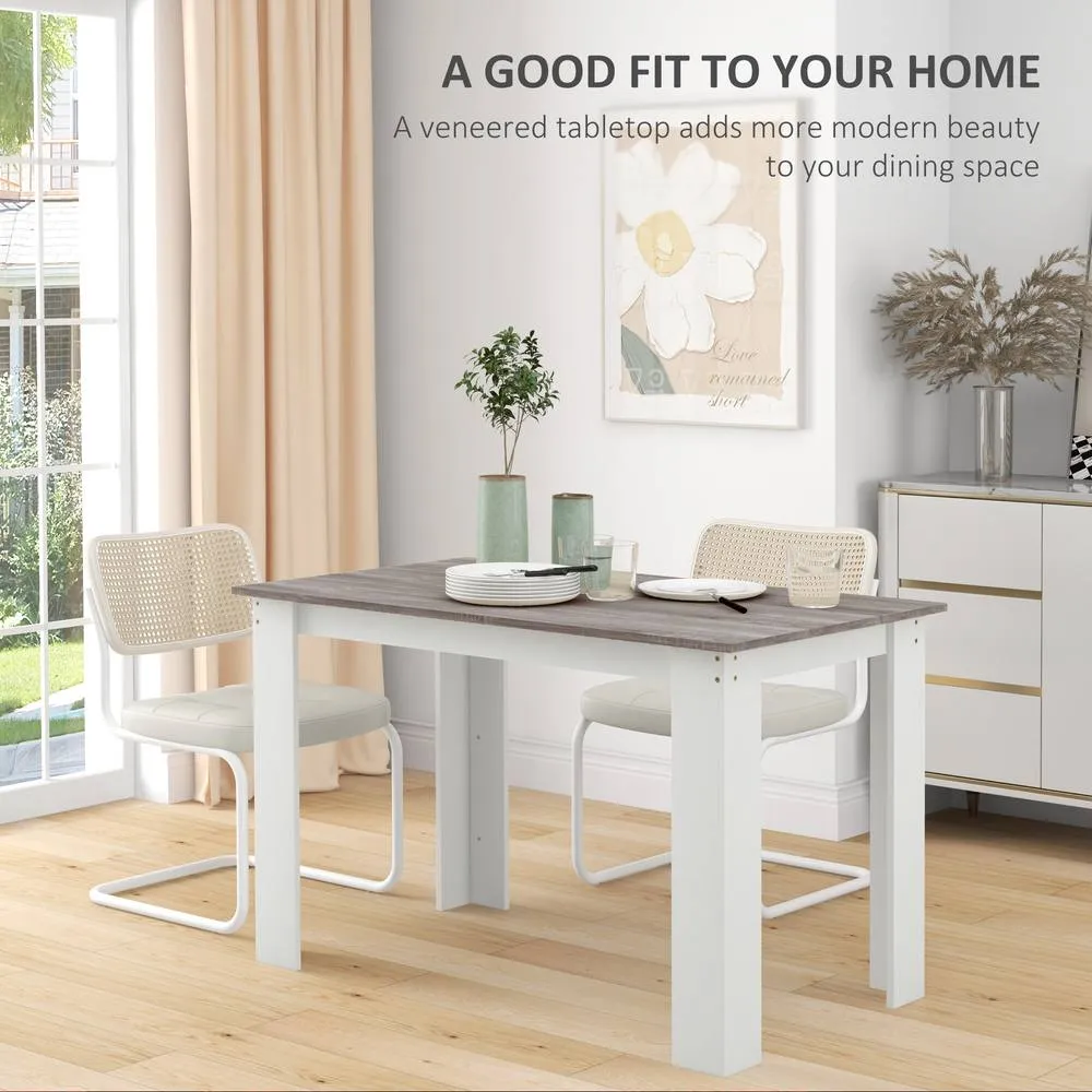 HOMCOM Dining Table for 4-6 People, Wood Effect Tabletop, Grey 4
