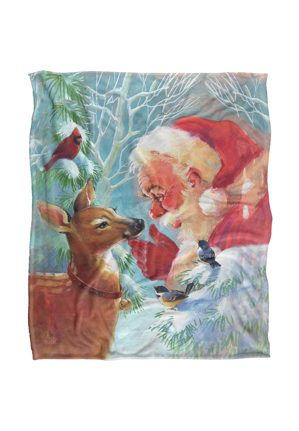 JQ Licensing Lc Christmas Santa & New Fawn Silky Touch Super Soft Throw Blanket 152 X 127 cm in White