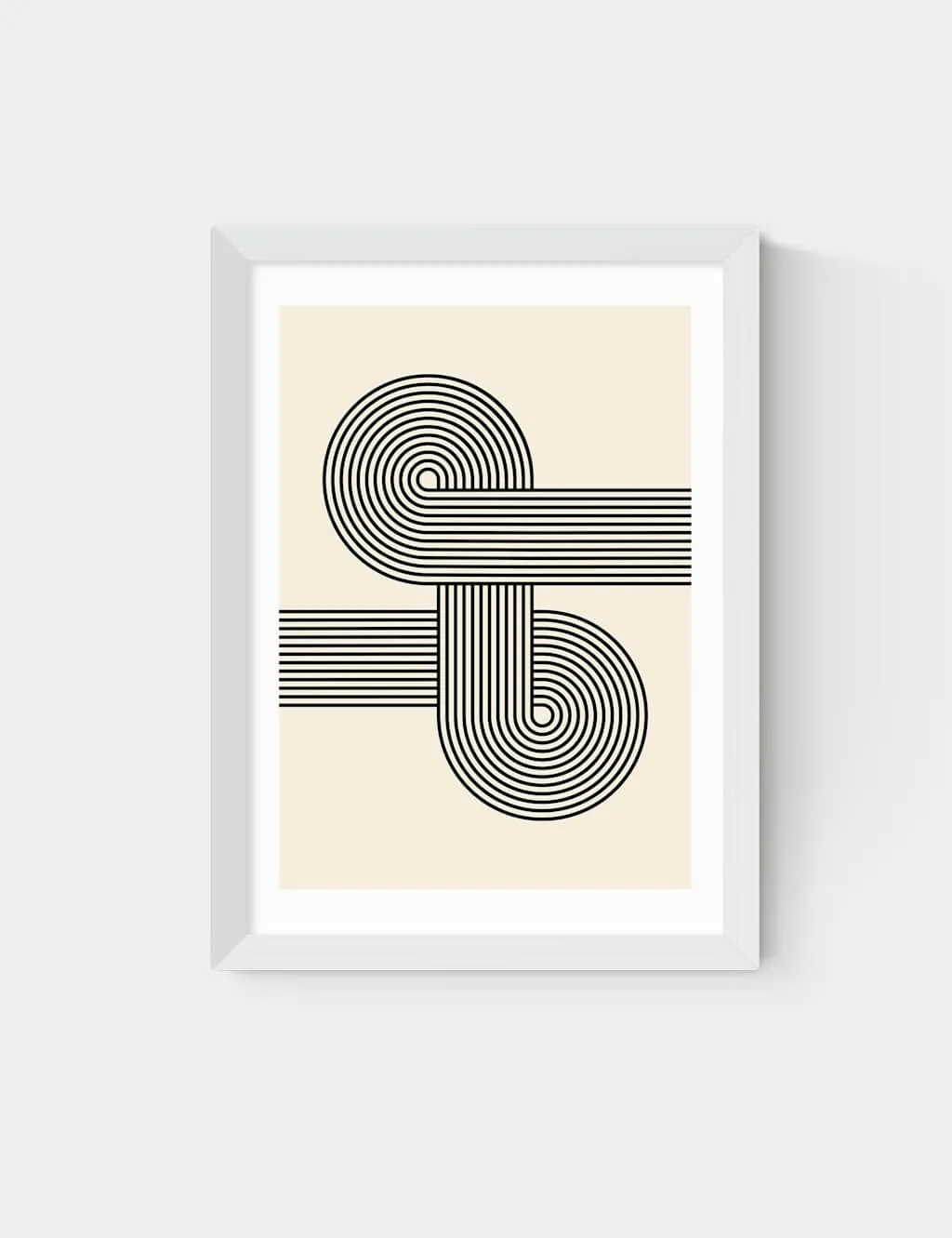 East End Prints Retro Waves Abstract Framed Art White