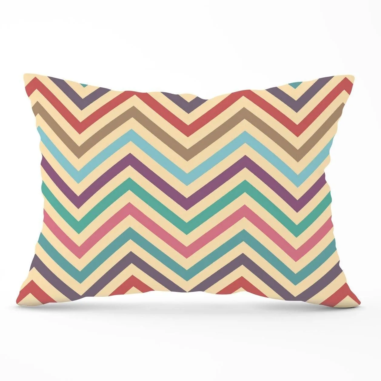 Warren Reed - Designer Geometric Vintage Colored Chevron Pattern Cushions in Green
