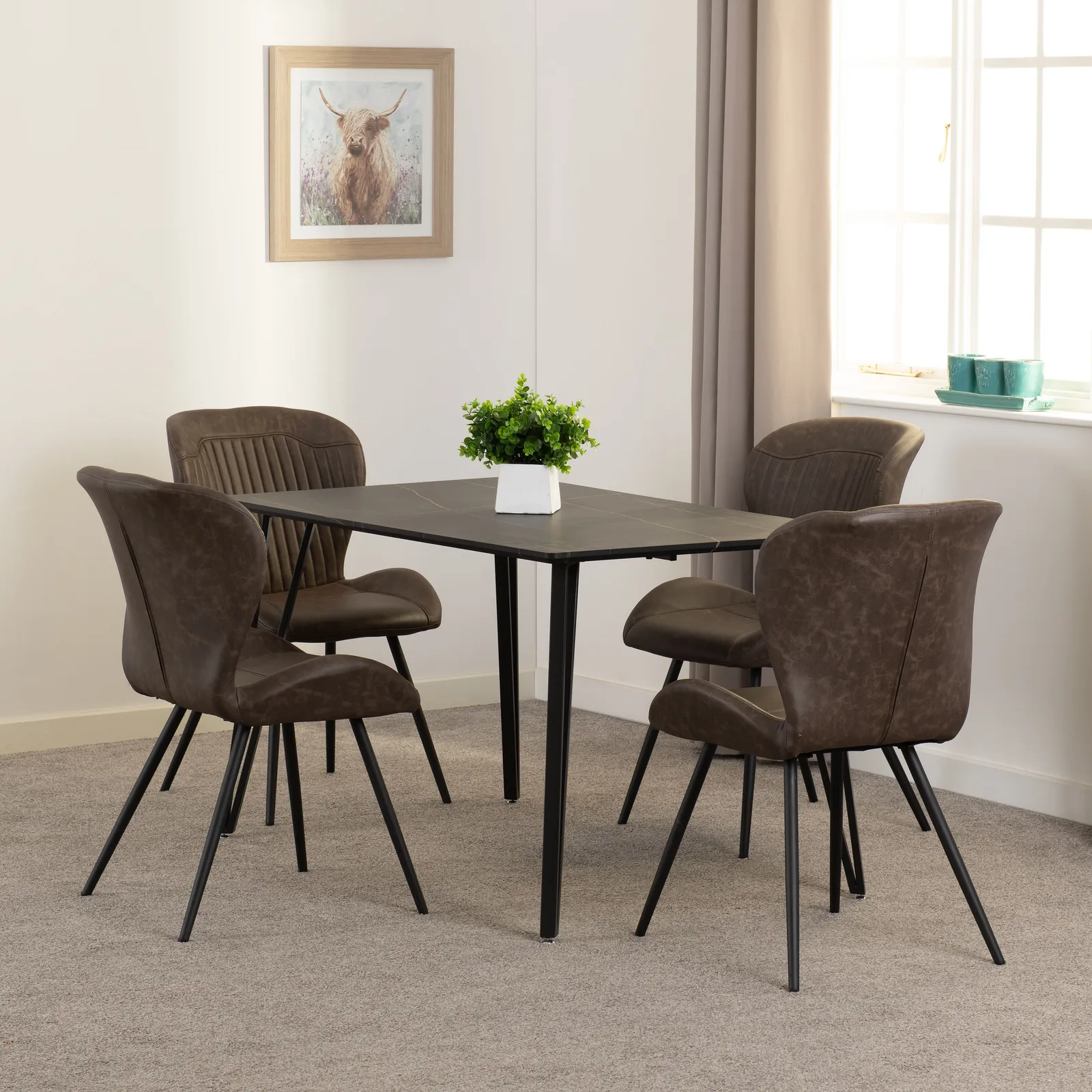 Seconique Marlow & Quebec Dining Set in Brown