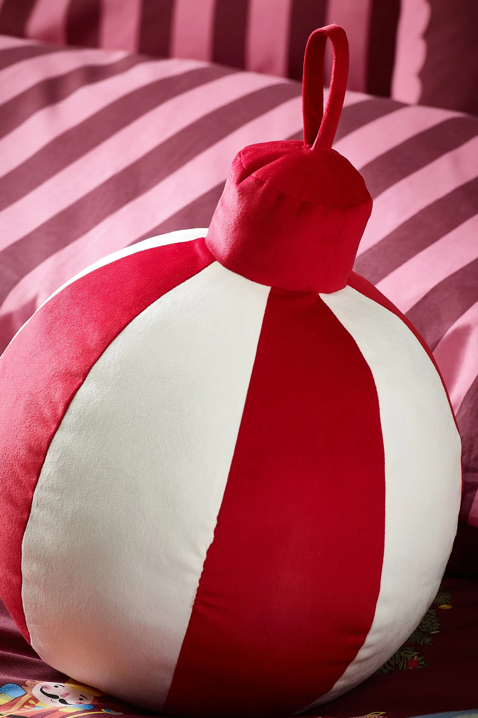 Catherine Lansfield 'Christmas Bauble' 3D Shaped Cushion in Red 2
