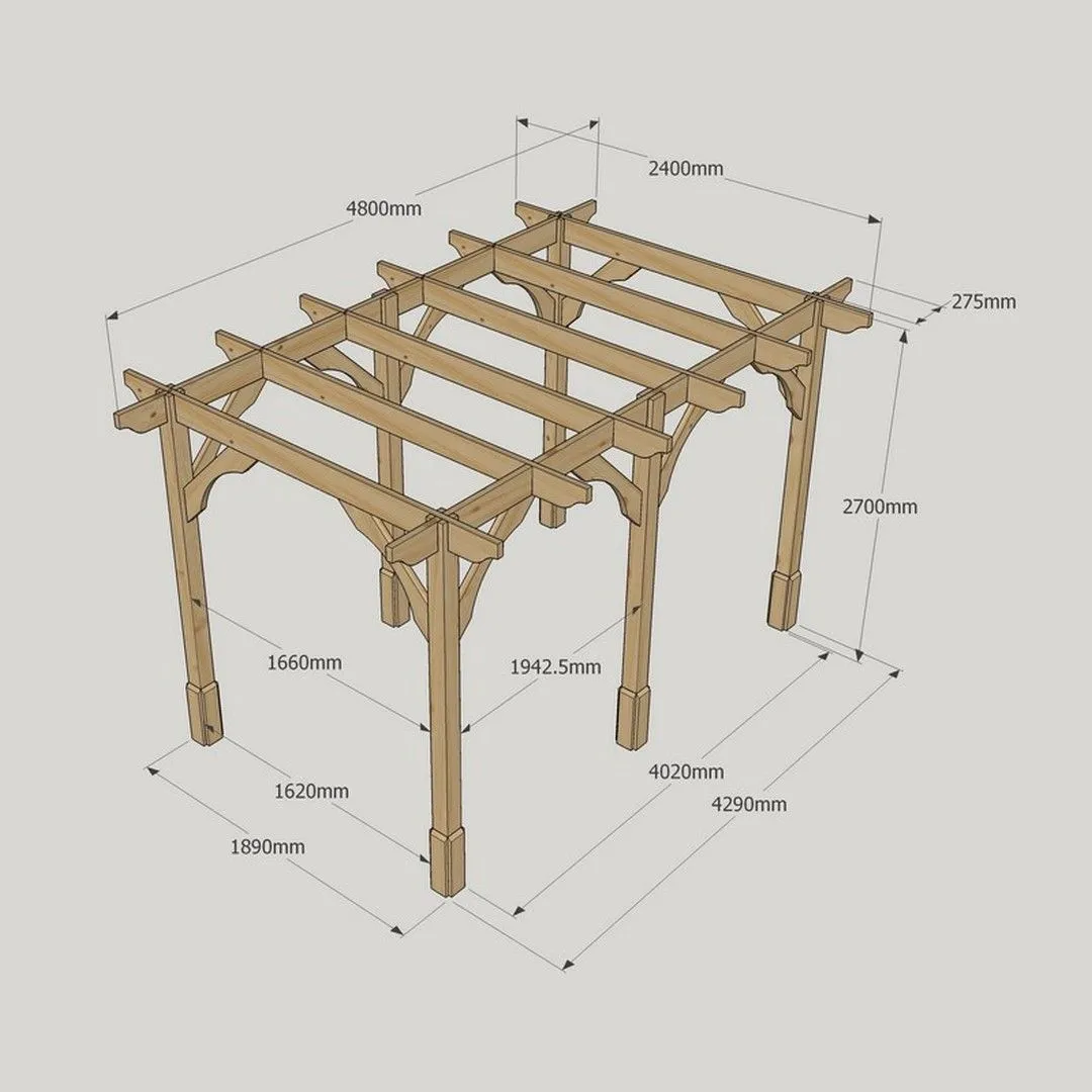 Rutland County Garden Furniture Ltd Premium Pergola 6 Posts - Wood - L240 x W480 x H270 cm - Rustic Brown 4