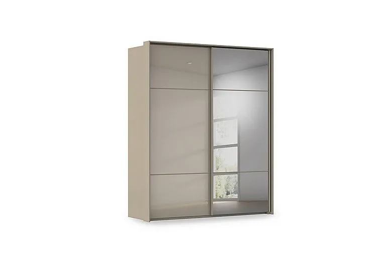 Haven 190cm 2 Door Slider Wardrobe with 1 Glass and 1 Mirror Door