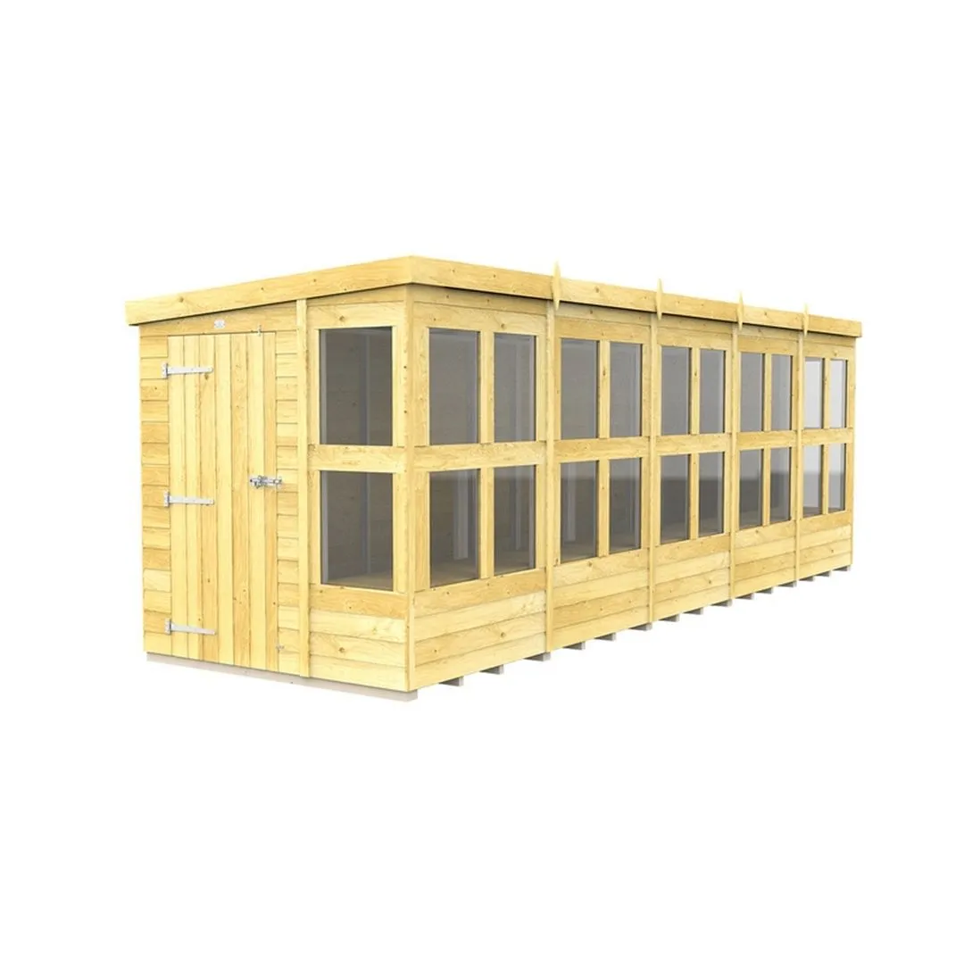 Buttercup Farm 20 x 6 Feet Pent Potting Shed - Wood - L178 x W589 x H201 cm in Brown