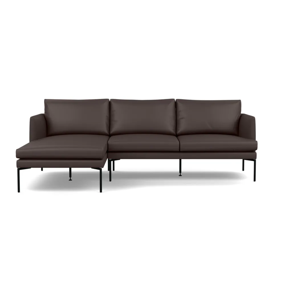 Heal's Matera Corner Chaise Sofa LHF Leather Hide Chocolate 7182 Black Feet