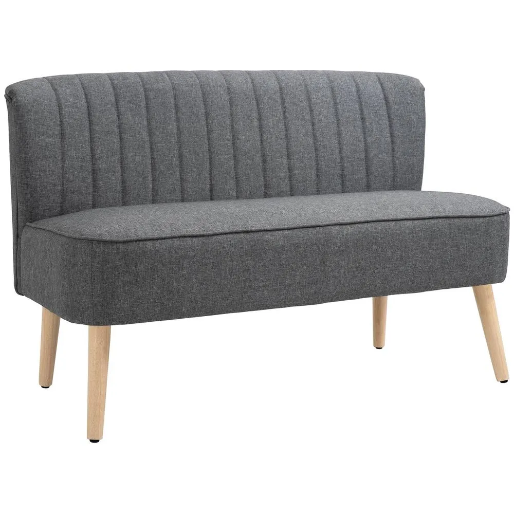 HOMCOM 117cm Loveseat Sofa 2 Seater Sofa with Padded Seat, Grey 2