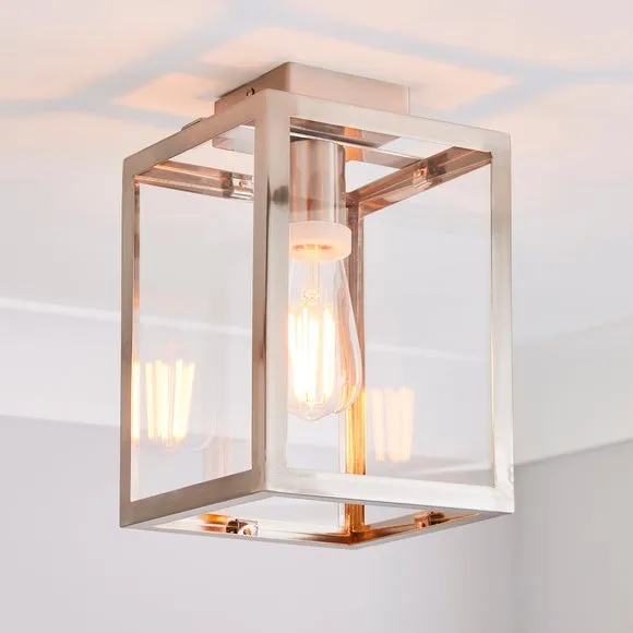 London Industrial Bathroom Flush Ceiling Light