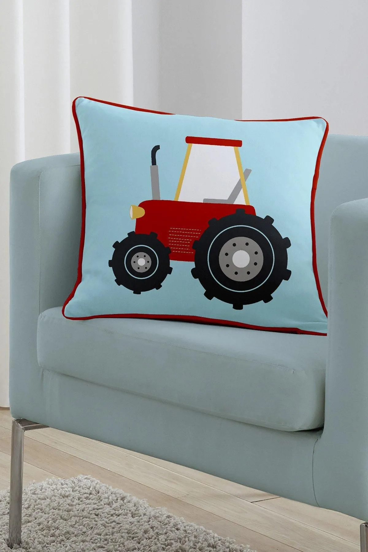 Bedlam 'Farmyard Friends' Soft Touch Velvet Filled Cushion in Blue