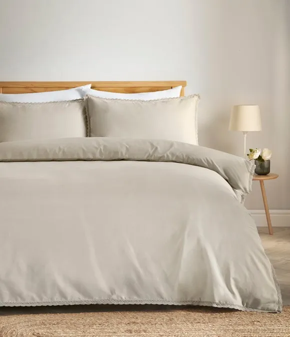 Pure Cotton Lace Duvet Cover & Pillowcase Set