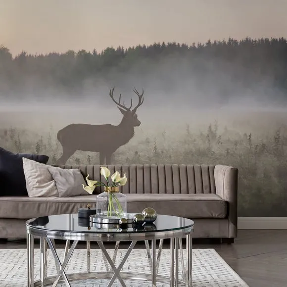 Stag in the Mist Neutral Wall Mural 1