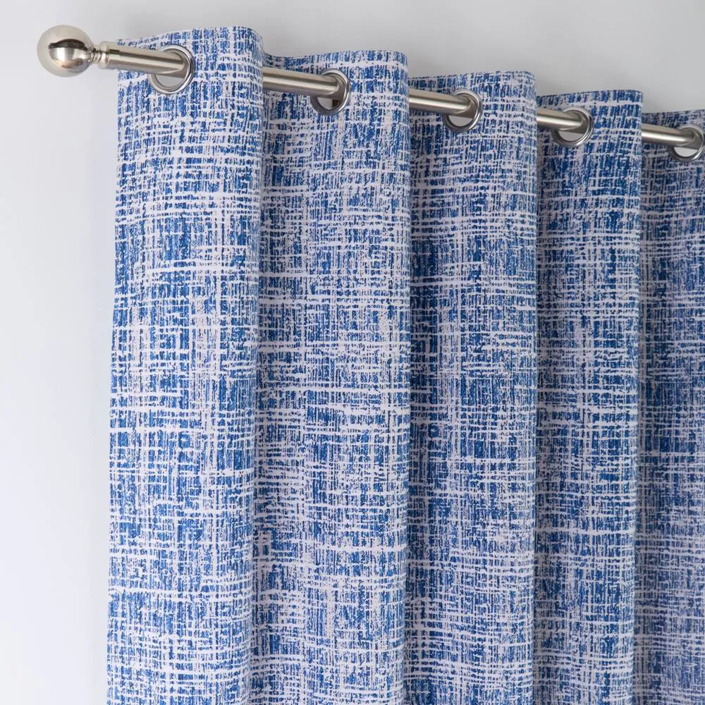 Portfolio Home Maine Geometric Abstract Fully Lined Eyelet Curtain Set 2 Panel Pair in Blue 3
