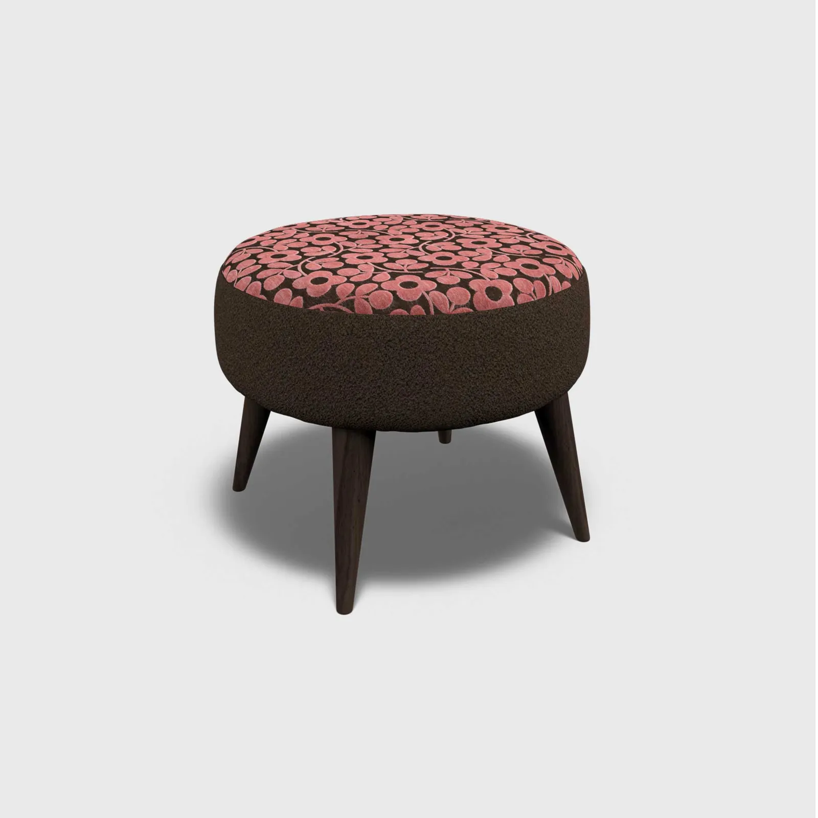 Orla Kiely Roundwood Footstool, Brown Fabric | Barker & Stonehouse 1