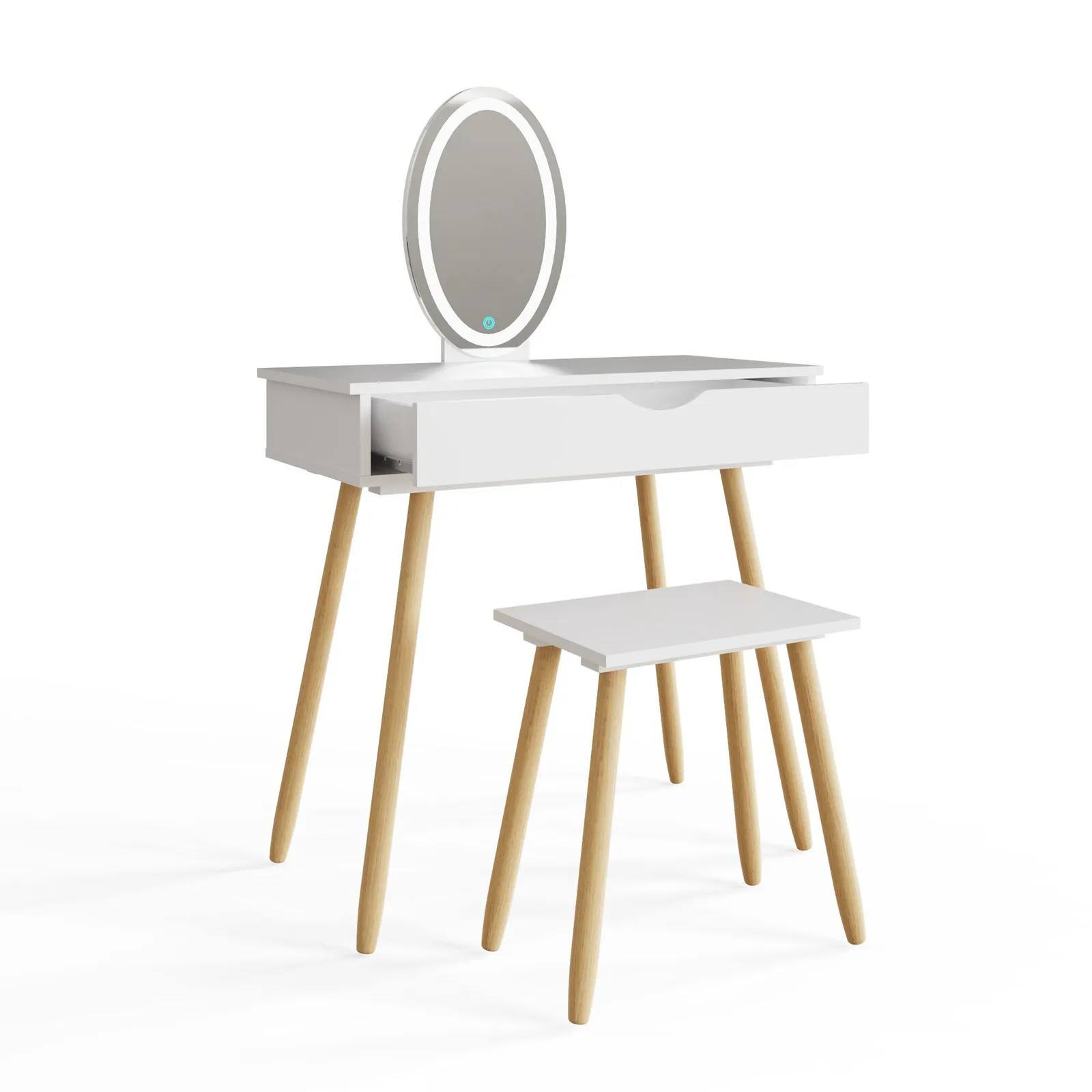 GFW Signy LED Dressing Table Set in White 3