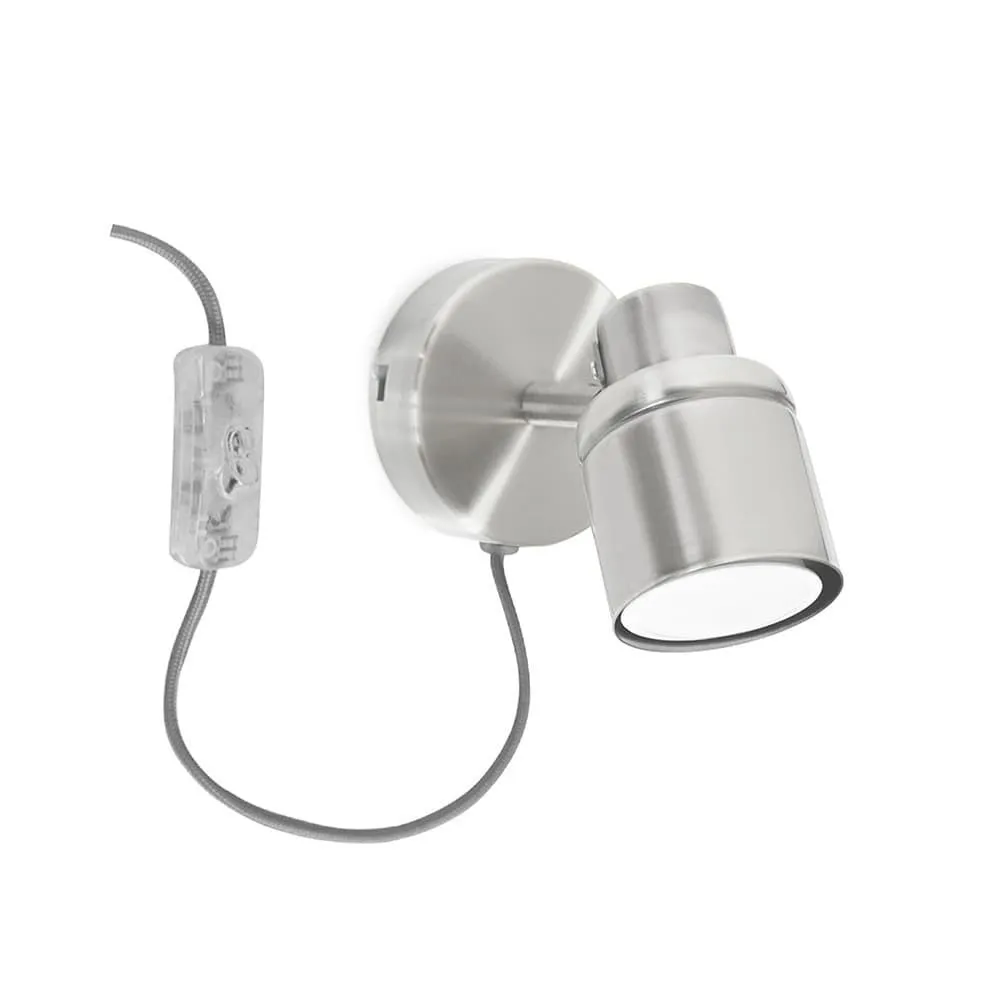 ValueLights Benton Single Adjustable Plug In Spotlight Wall Light with LED Bulb in Silver 5