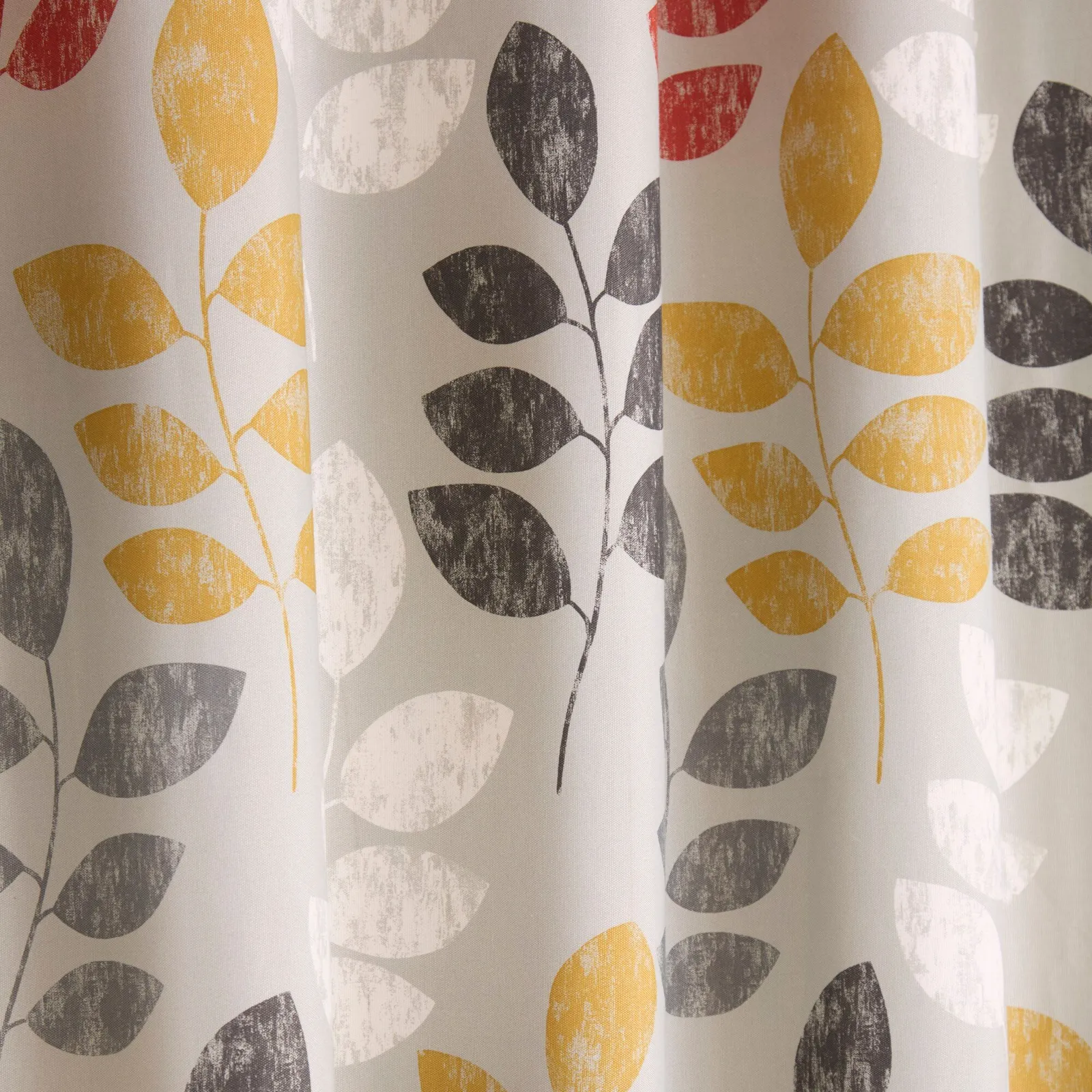Portfolio Home Springfield Leaf Fully Lined Eyelet Curtain Set in Grey 3