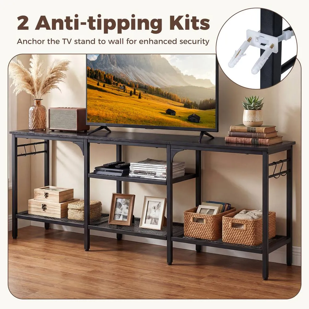 Costway Industrial Entertainment Center TV Stand for 65" TVs in Black 6