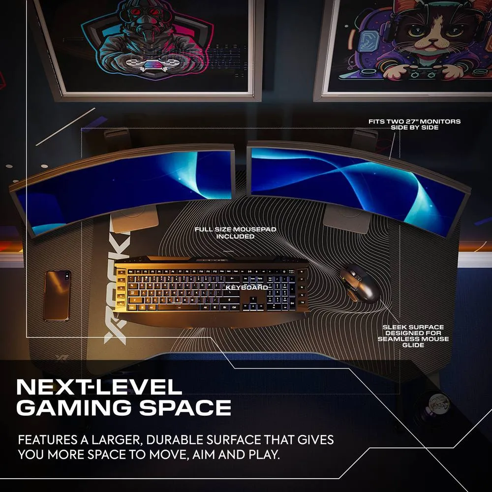 X Rocker Panther Evo 120cm Gaming Desk with Mousepad - Black 3