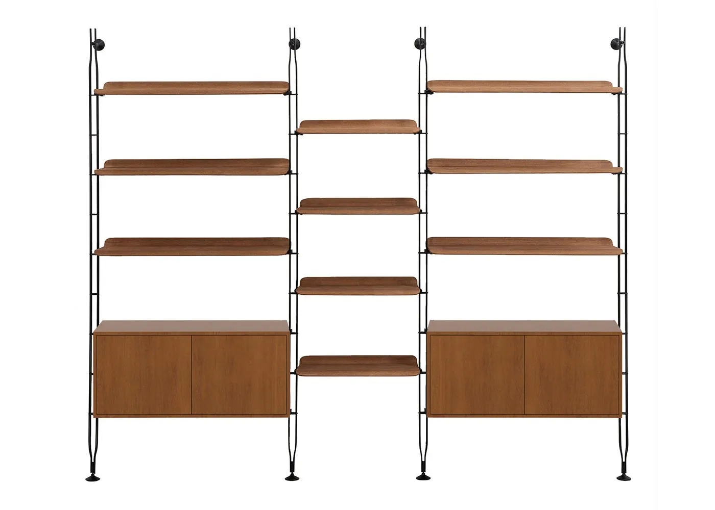 Kartell Adam Wood Bookshelf 6+4 Shelves 2 Cupboards Dark Wood 1
