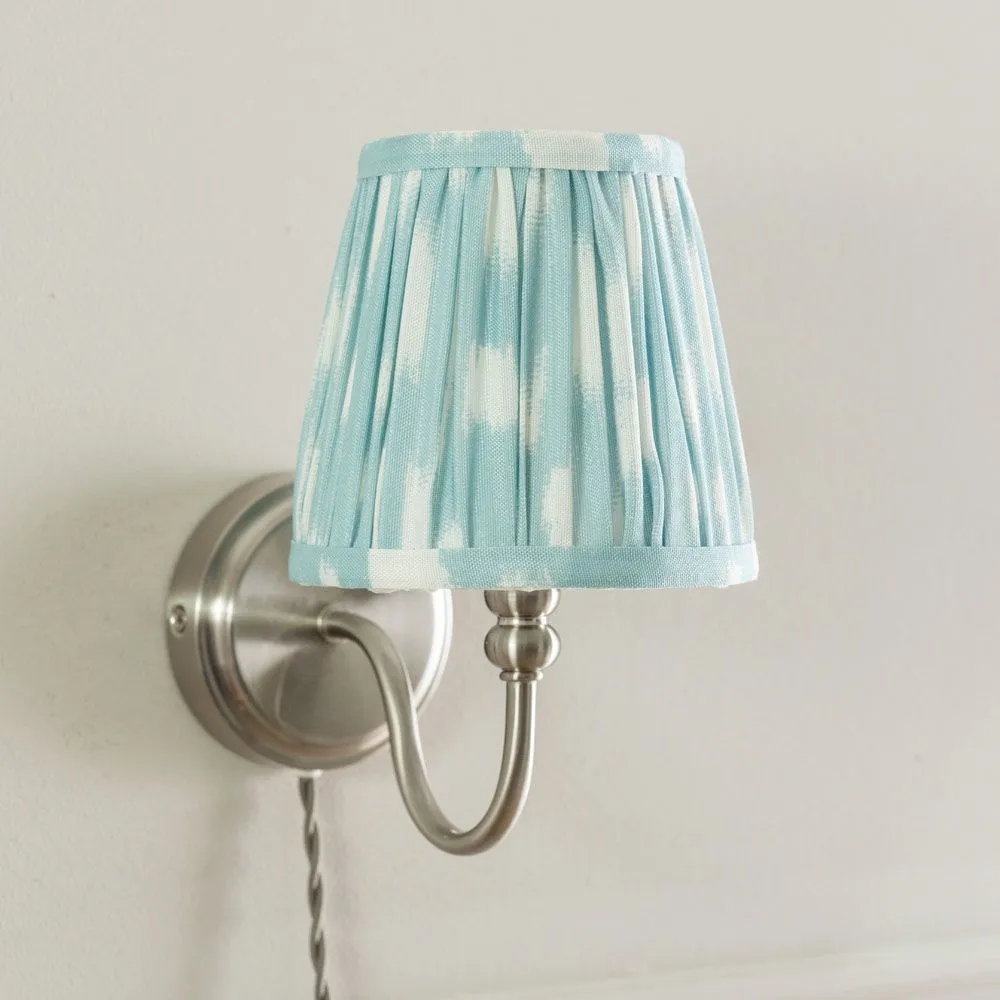ValueLights Plug In Brushed Chrome Wall Light with Blue Pleated Fabric Tapered Lampshade 4