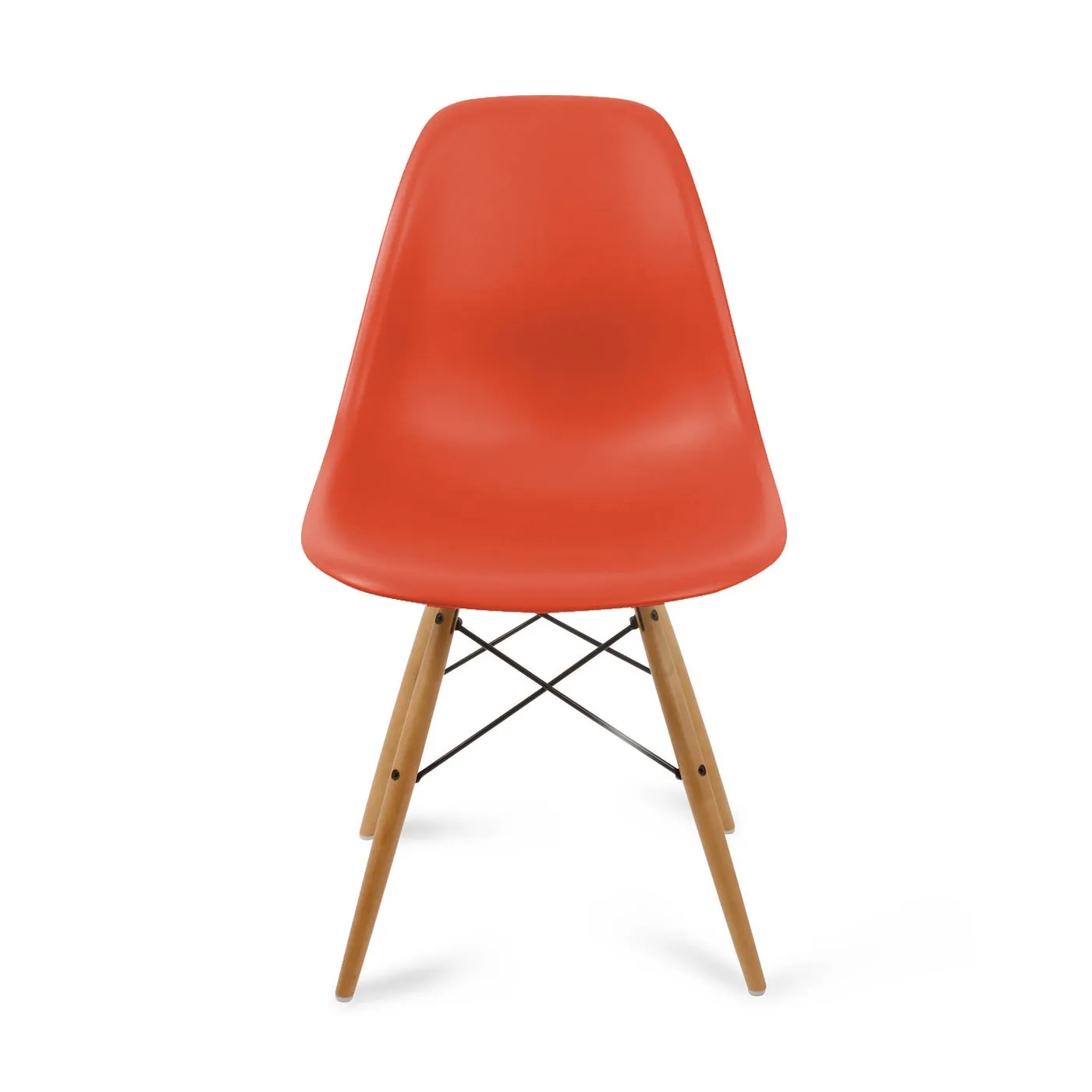 Vitra Eames DSW Side Chair New Height Poppy Red Golden Maple Base 3