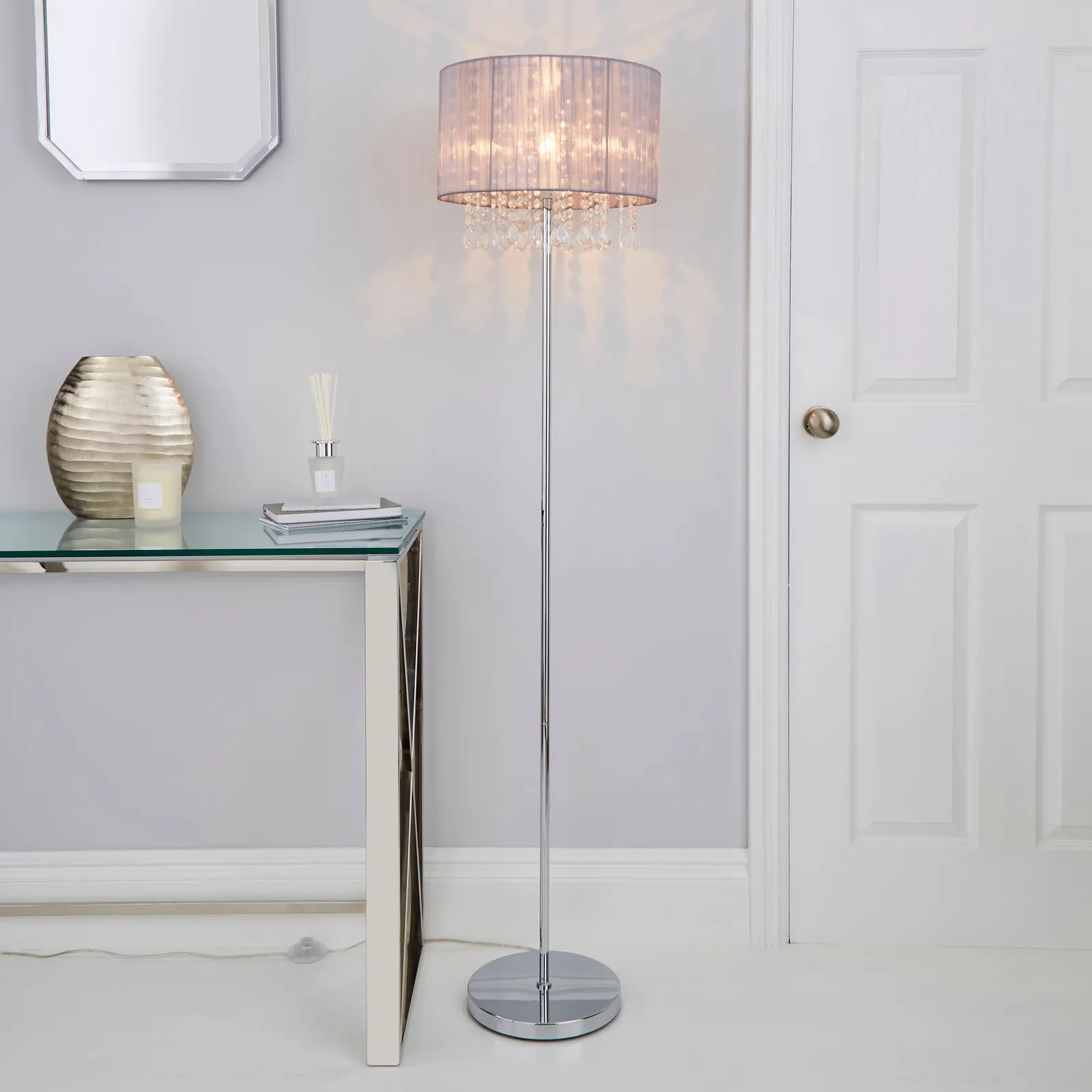 Riah Jewel Grey Floor Lamp Grey