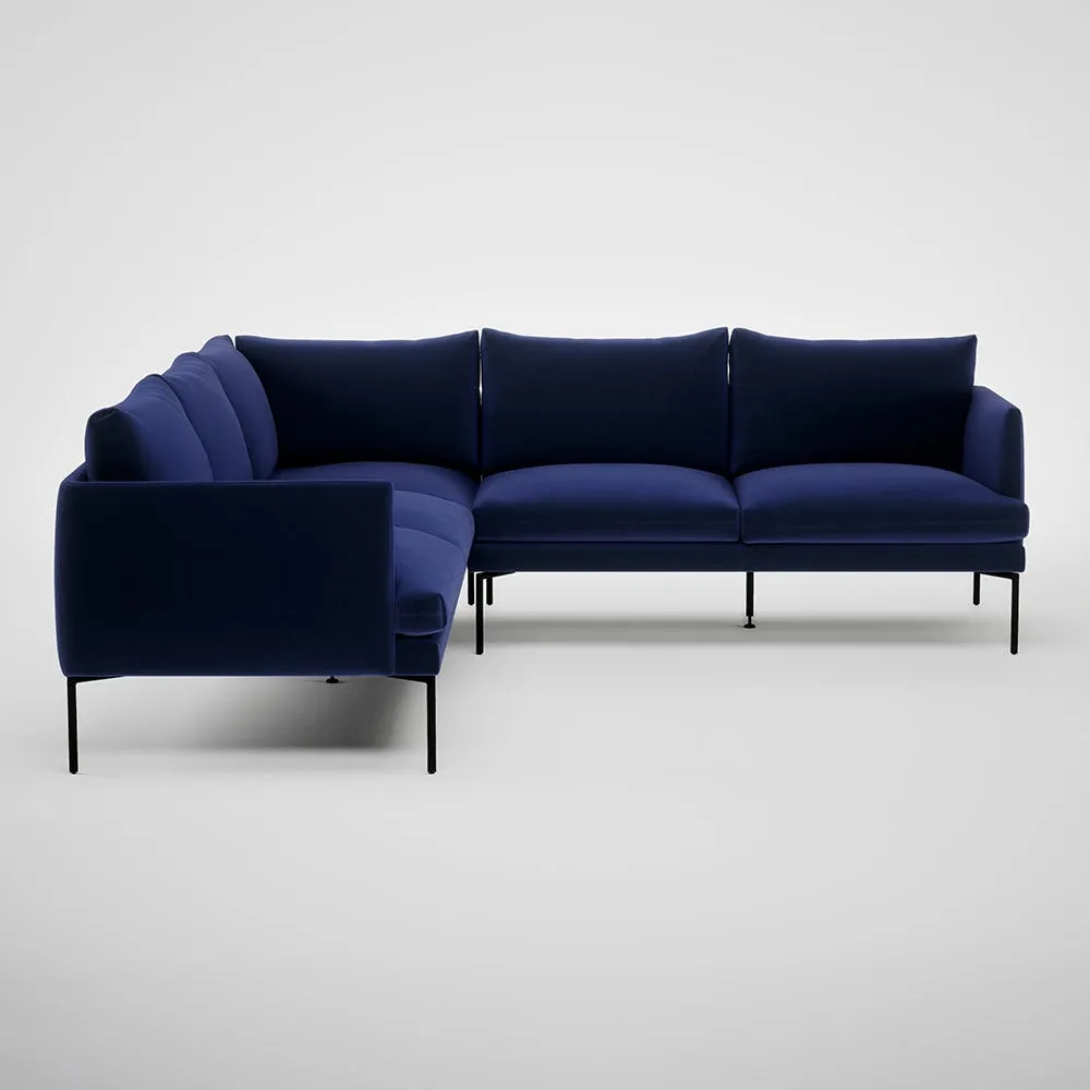 Heal's Matera Large Corner Sofa Nobilis Velvet Neptune Black Feet 2