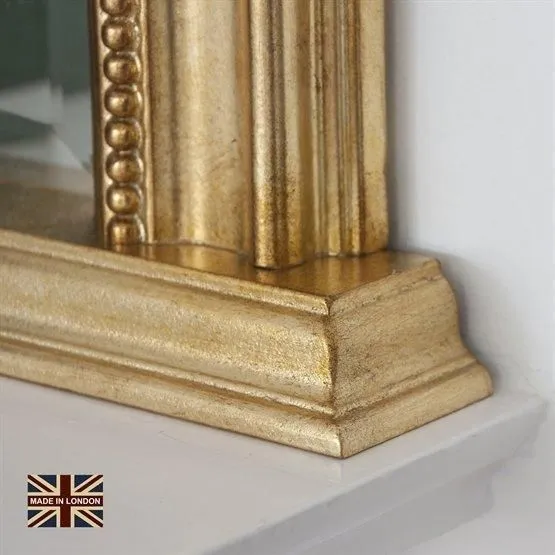 Yearn Mirrors Beaded Overmantle mirror 112(w)x127cm(h) Gold 3