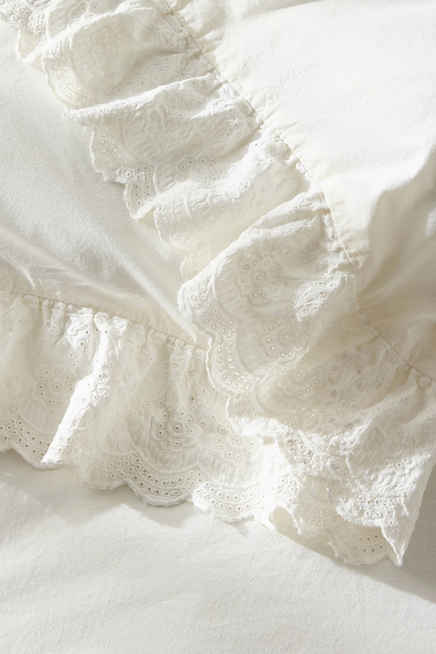 White Lace Ruffle Duvet Set - White 5
