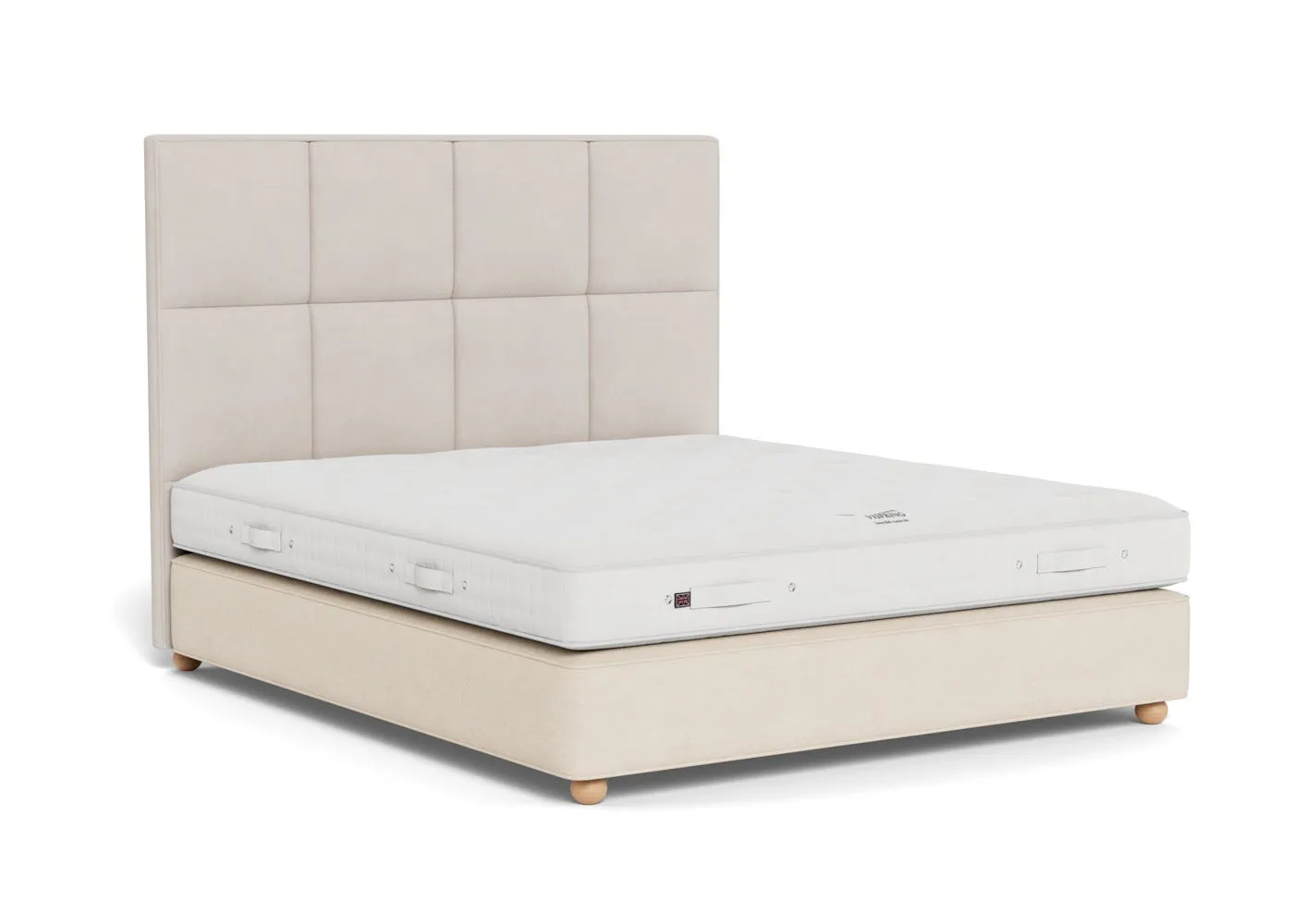 Vispring Devonshire Medium Tension Divan Super King TK596 Fawn 750 Bun Feet No Drawer 1