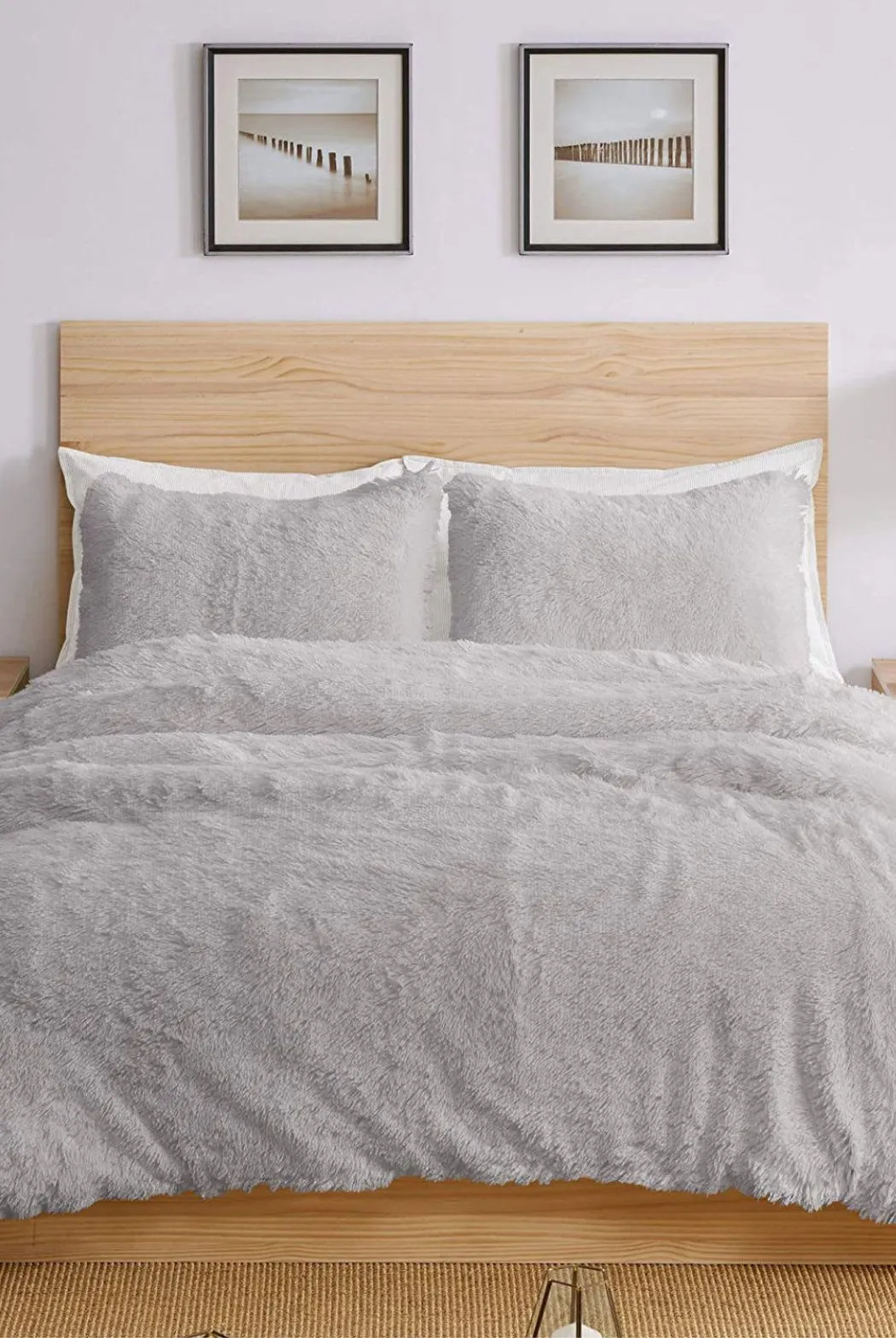 Ezysleep Silver Faux Fur Duvet Cover Set 2