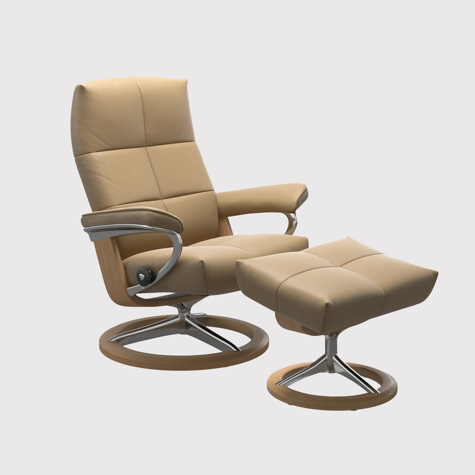 Stressless David Large Signature Recliner Chair & Footstool Leather | Barker & Stonehouse