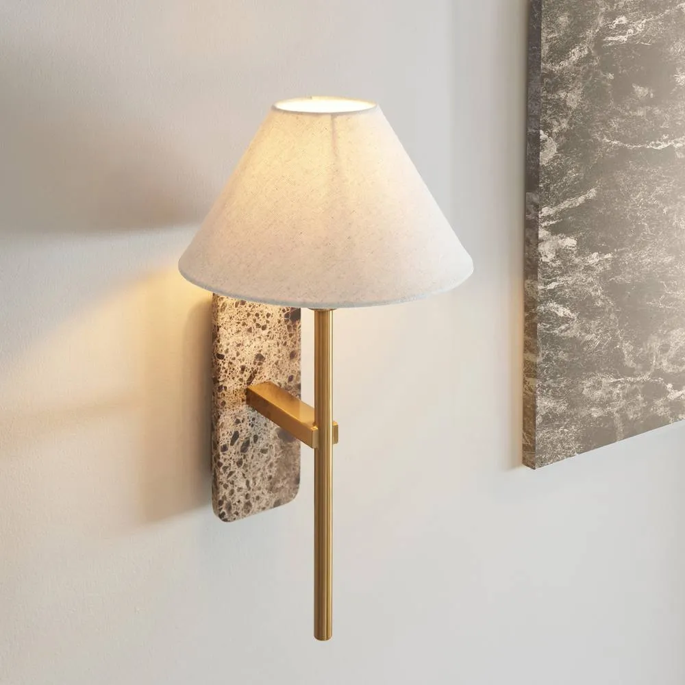 Netlighting Faro Wall Lamp Shade Brown & Vintage Brass Linen E14 3