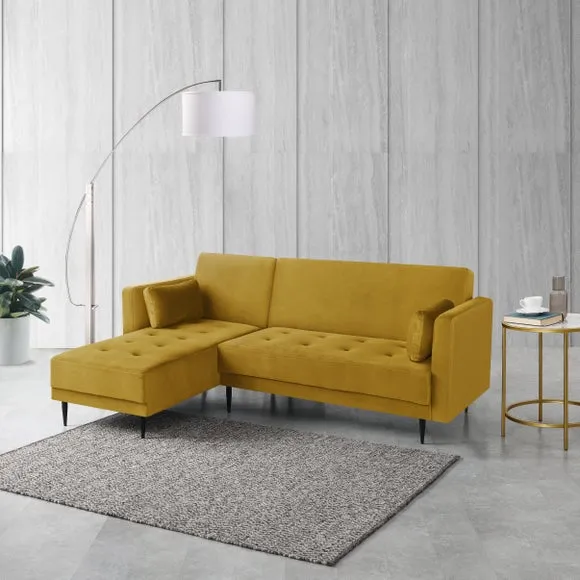 Selma Velvet Corner Double Sofa Bed 2